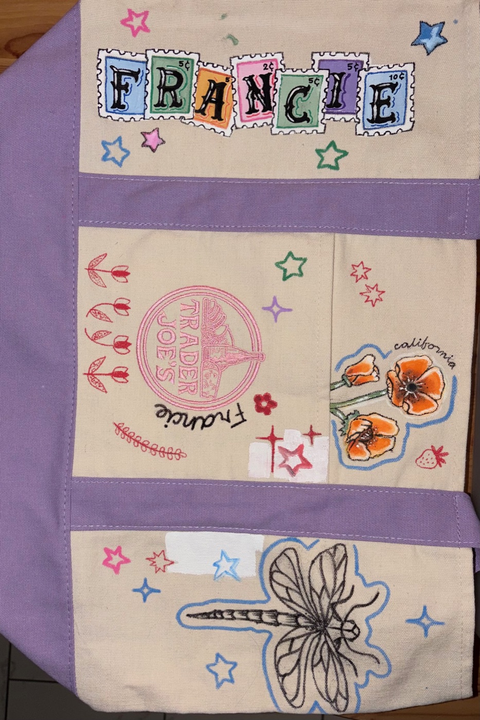 Francie's tote. Commission by Olive Arts.